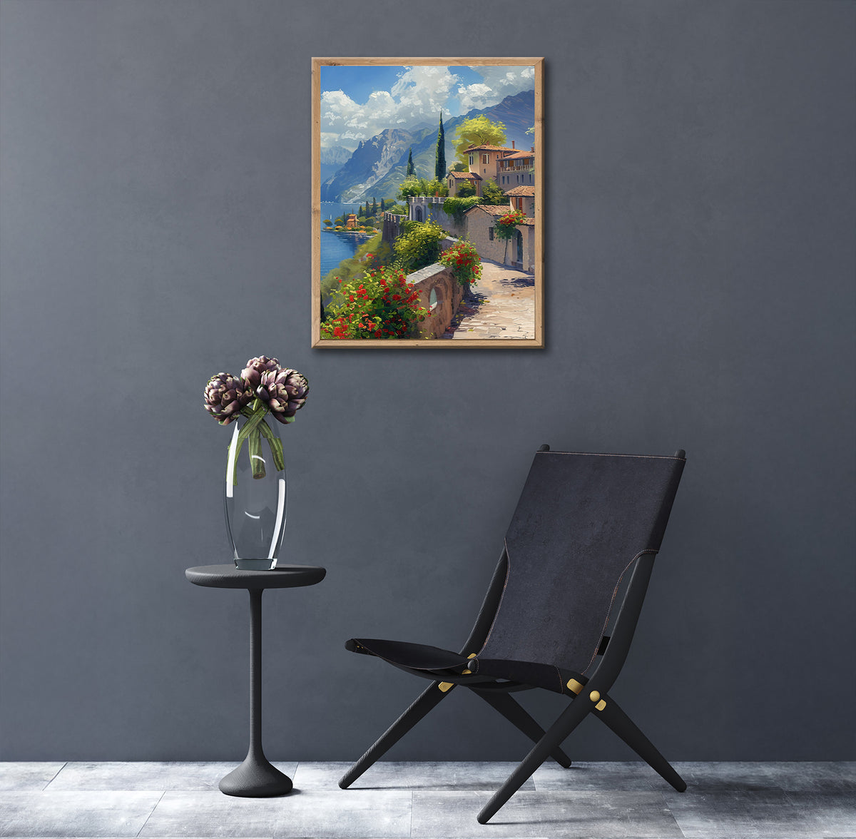 Wandbild gerahmt LAKE GARDA 40x50 cm – Natur Wandbild beruhigend - Ambiente 1
