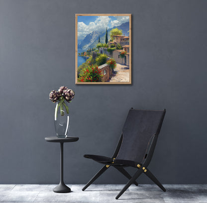 Wandbild gerahmt LAKE GARDA 40x50 cm – Natur Wandbild beruhigend - Ambiente 1