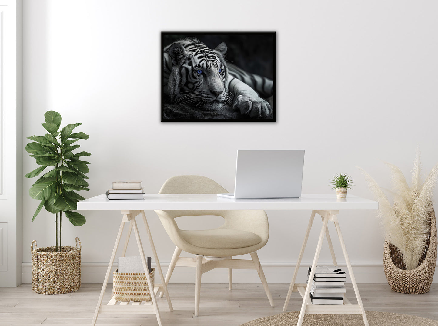 Wandbild gerahmt TIGER MIT BLAUEN AUGEN 40x50 cm – Tierbild Natur Wanddeko - Ambiente 3
