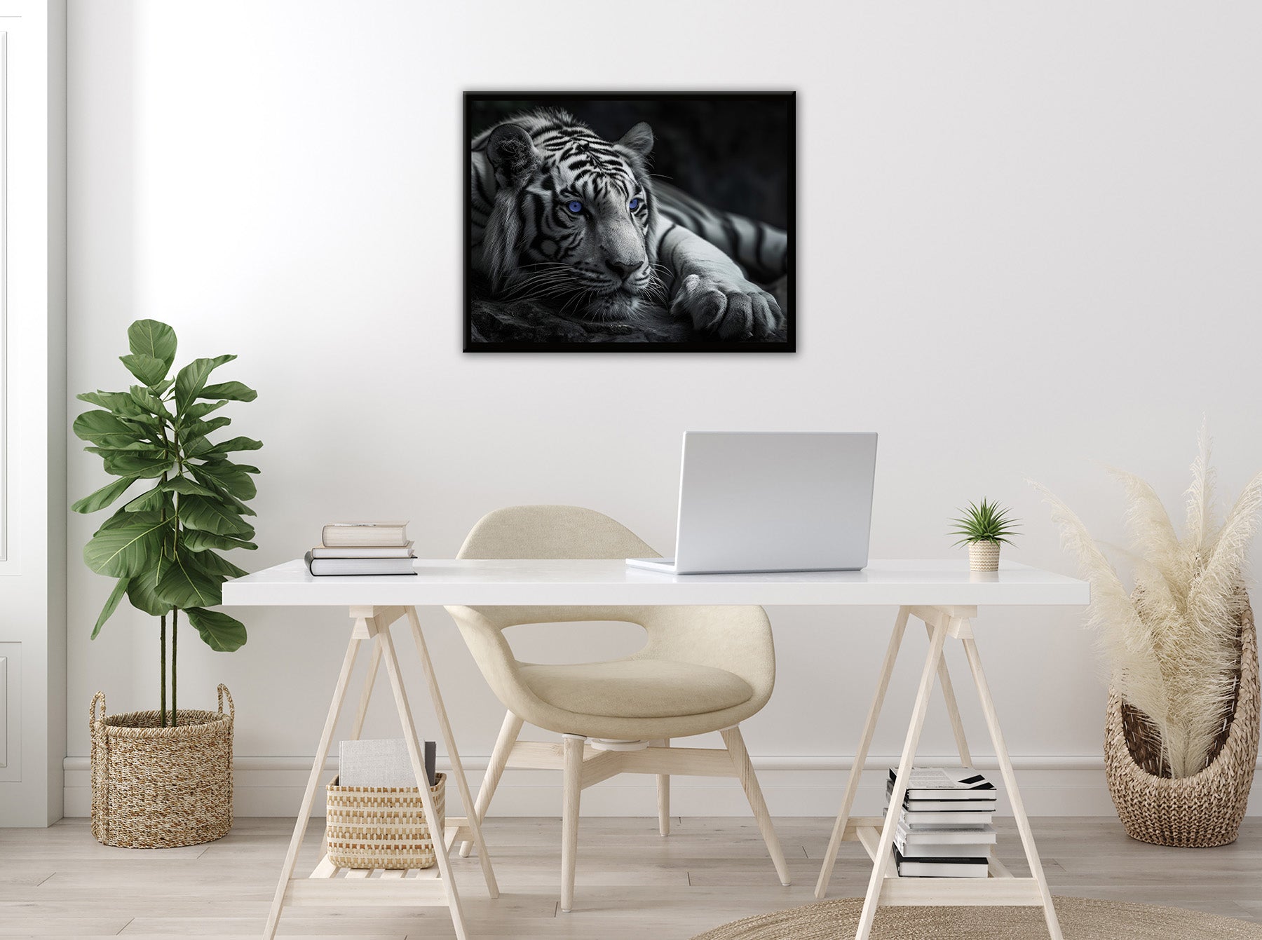 Wandbild gerahmt TIGER MIT BLAUEN AUGEN 40x50 cm – Tierbild Natur Wanddeko - Ambiente 3