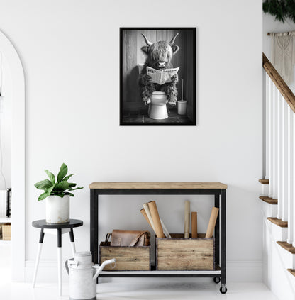 Wandbild gerahmt HOCHLANDRIND BEIM GESCHÄFT 40x50 cm – Wanddeko Boho Scandi - Ambiente 2