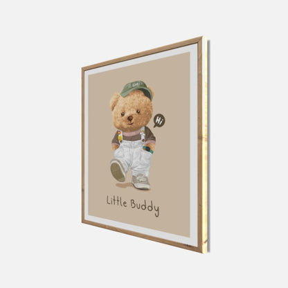 Wandbild gerahmt LITTLE BUDDY 40x50 cm – Kinderzimmer Wanddeko Bär - Seitenansicht