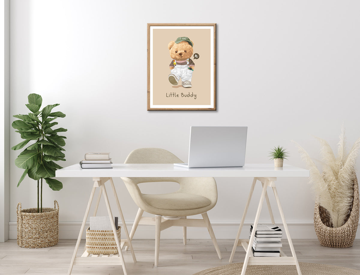 Wandbild gerahmt LITTLE BUDDY 40x50 cm – Kinderzimmer Wanddeko Bär - Ambiente 3