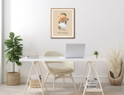 Wandbild gerahmt LITTLE BUDDY 40x50 cm – Kinderzimmer Wanddeko Bär - Ambiente 3