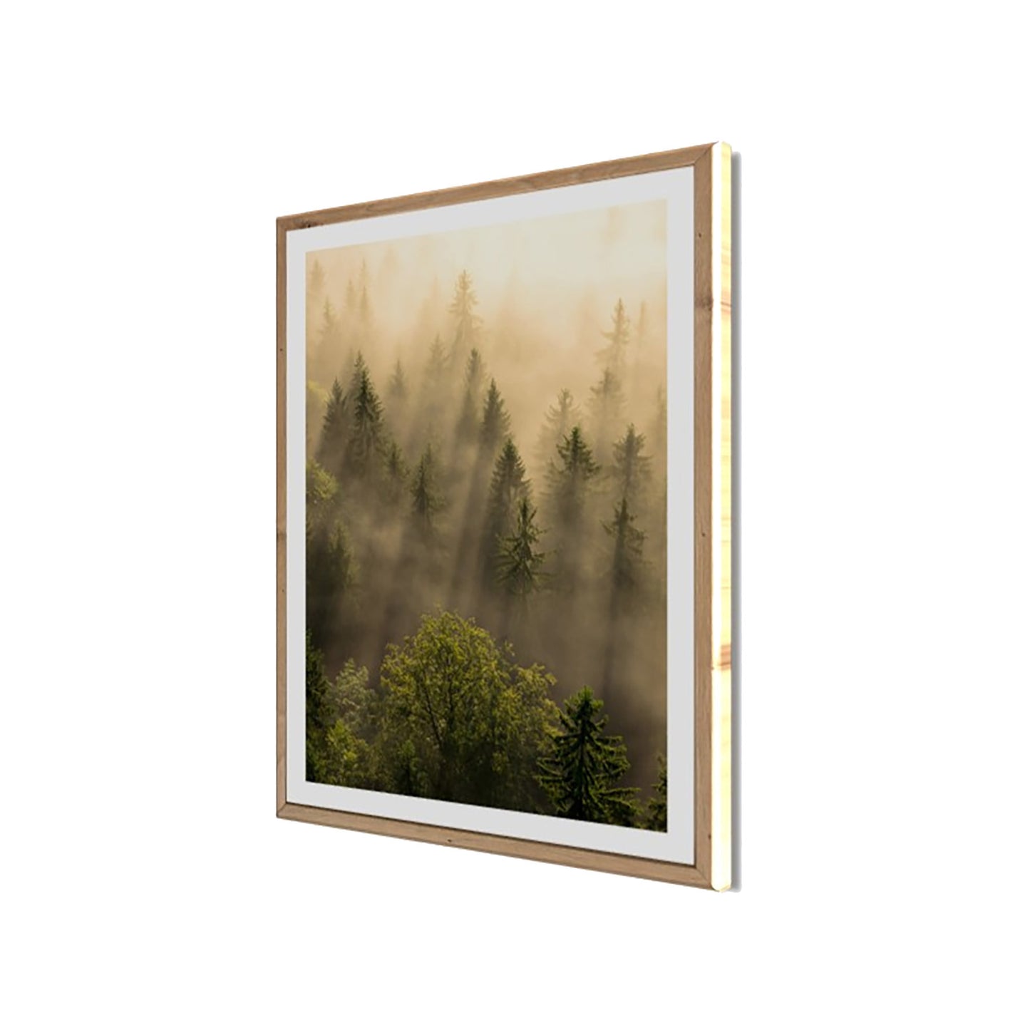 Wandbild gerahmt WALD IM NEBEL 40x50 cm – Wanddeko modern - Seitenansicht