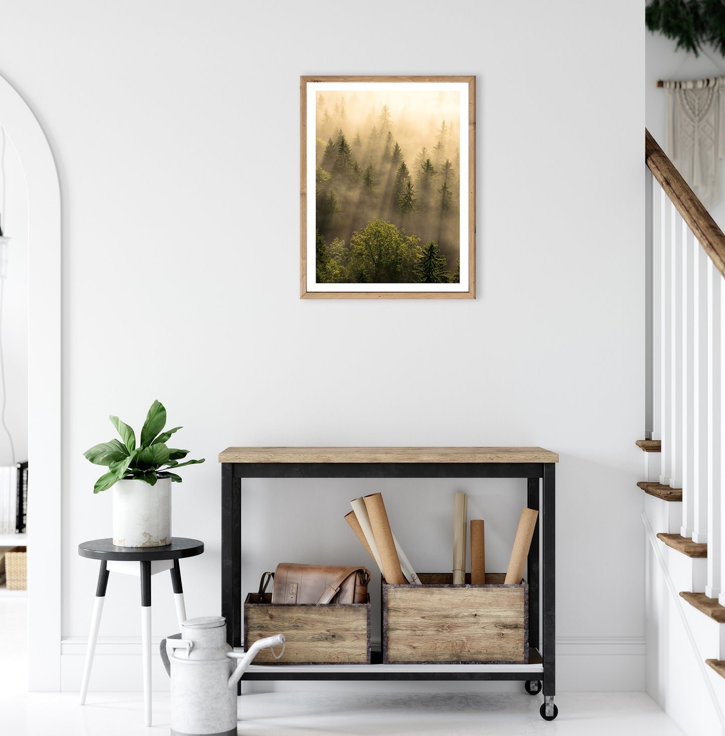 Wandbild gerahmt WALD IM NEBEL 40x50 cm – Wanddeko modern - Ambiente 2