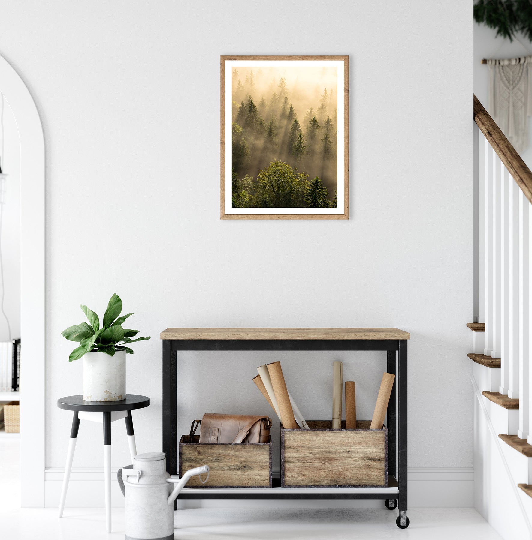 Wandbild gerahmt WALD IM NEBEL 40x50 cm – Wanddeko modern - Ambiente 2