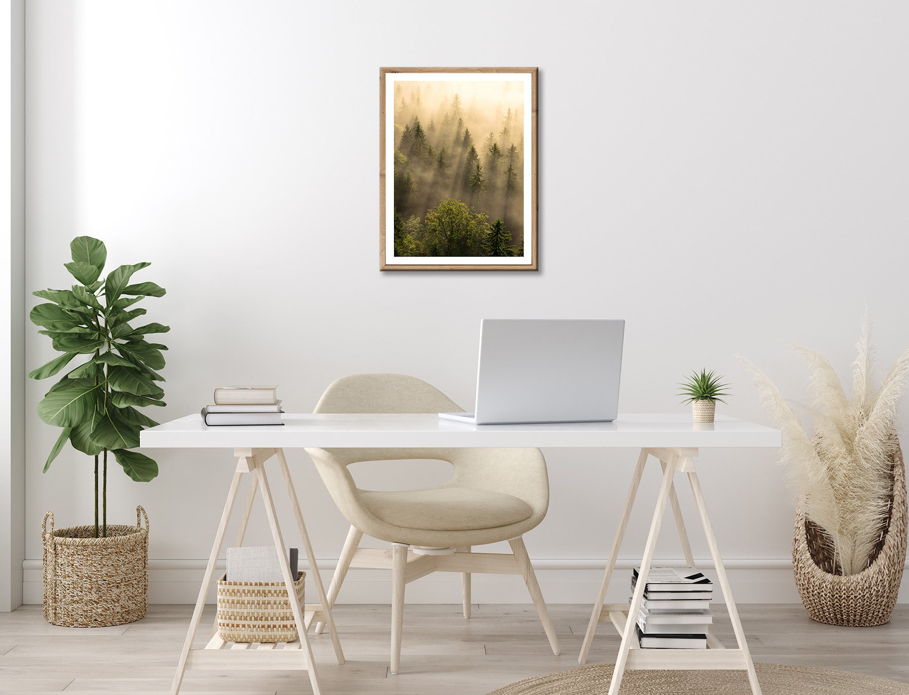Wandbild gerahmt WALD IM NEBEL 40x50 cm – Wanddeko modern - Ambiente 3