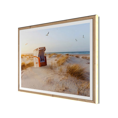 Wandbild gerahmt STRANDKORB DÜNE 40x50 cm – Maritime Wanddeko Küste - Seitenansicht