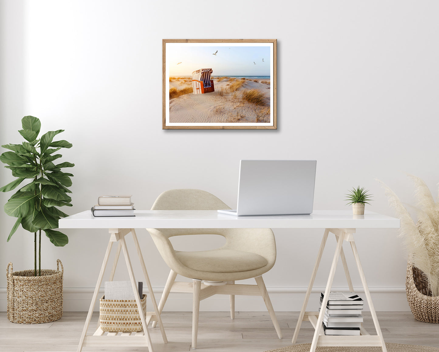 Wandbild gerahmt STRANDKORB DÜNE 40x50 cm – Maritime Wanddeko Küste - Ambiente 2