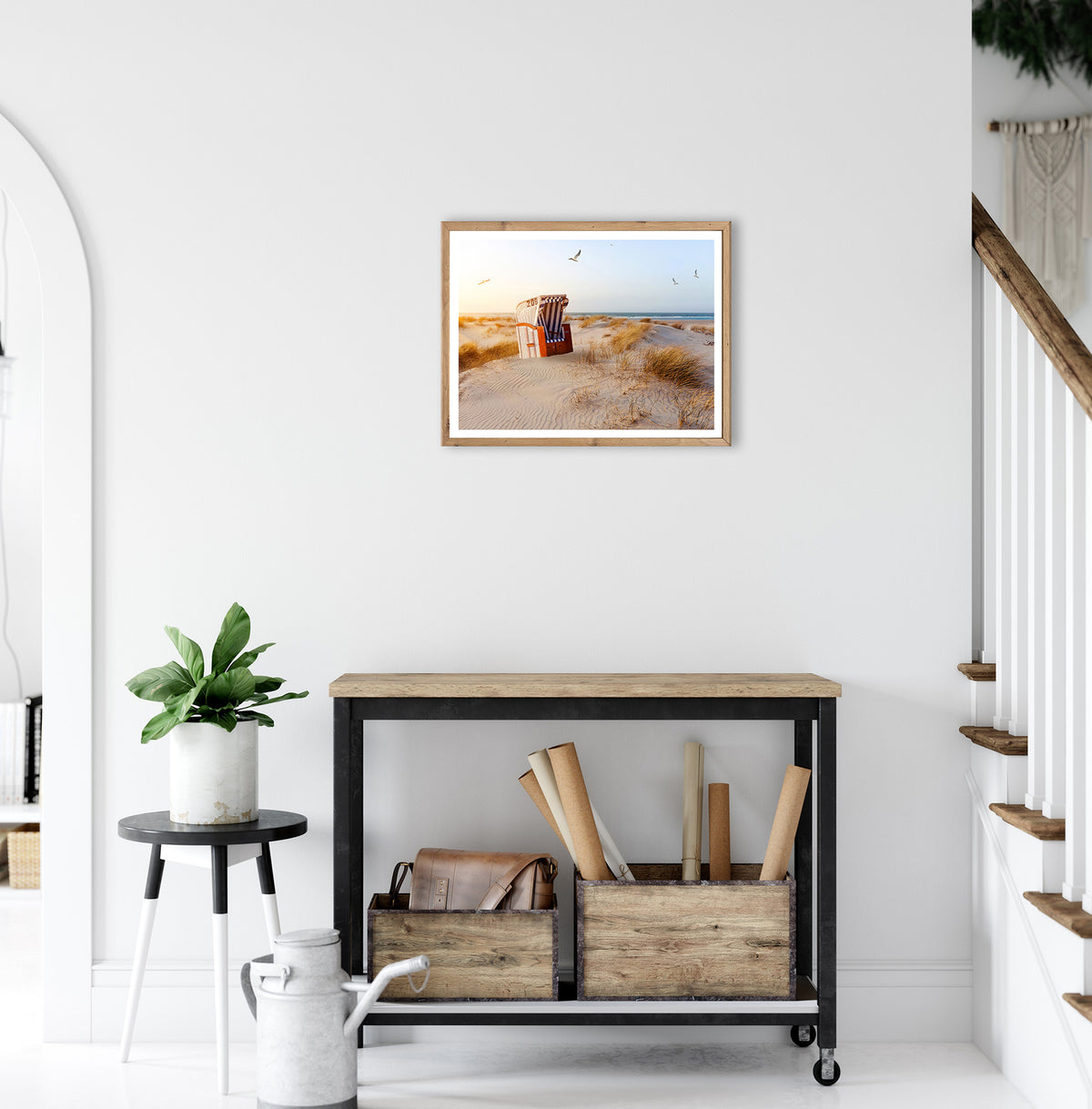 Wandbild gerahmt STRANDKORB DÜNE 40x50 cm – Maritime Wanddeko Küste - Ambiente 3
