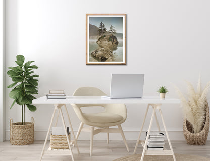 Wandbild gerahmt INSEL IM SEE 40x50 cm – Natur Wandbild beruhigend - Ambiente 3