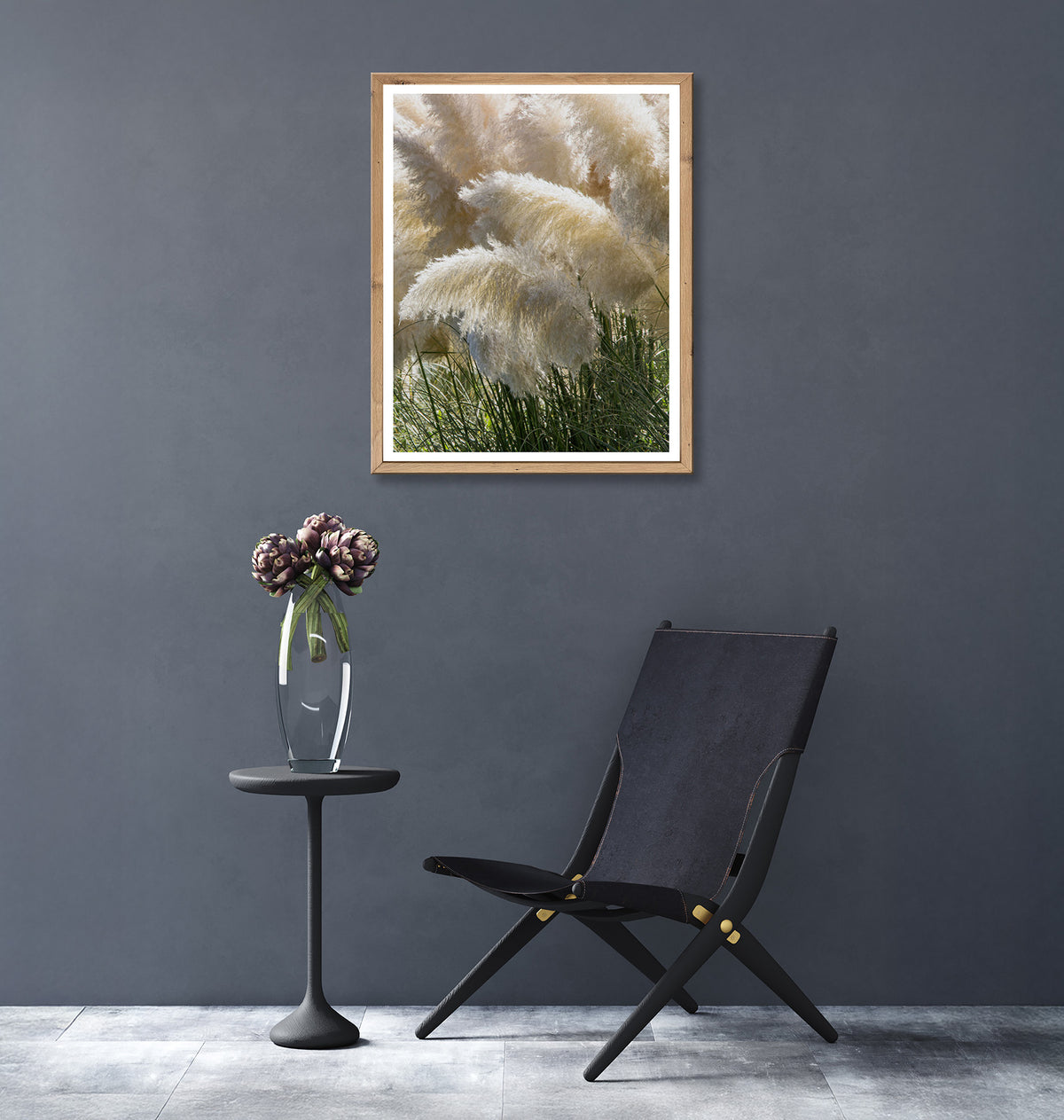 Wandbild gerahmt PAMPASGRAS 40x50 cm – Boho Wandbild Naturtöne - Ambiente 1