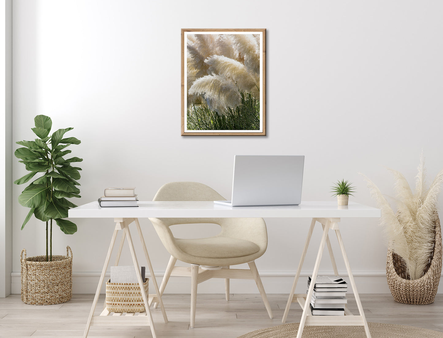 Wandbild gerahmt PAMPASGRAS 40x50 cm – Boho Wandbild Naturtöne - Ambiente 3