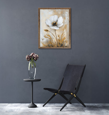 Wandbild gerahmt BLUME GOLD 40x50 cm – Elegante Wanddeko modern - Ambiente 1