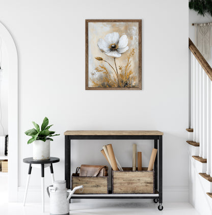 Wandbild gerahmt BLUME GOLD 40x50 cm – Elegante Wanddeko modern - Ambiente 2