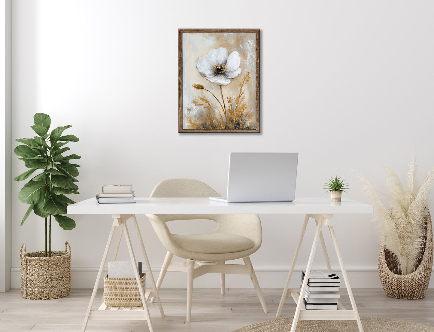 Wandbild gerahmt BLUME GOLD 40x50 cm – Elegante Wanddeko modern - Ambiente 3