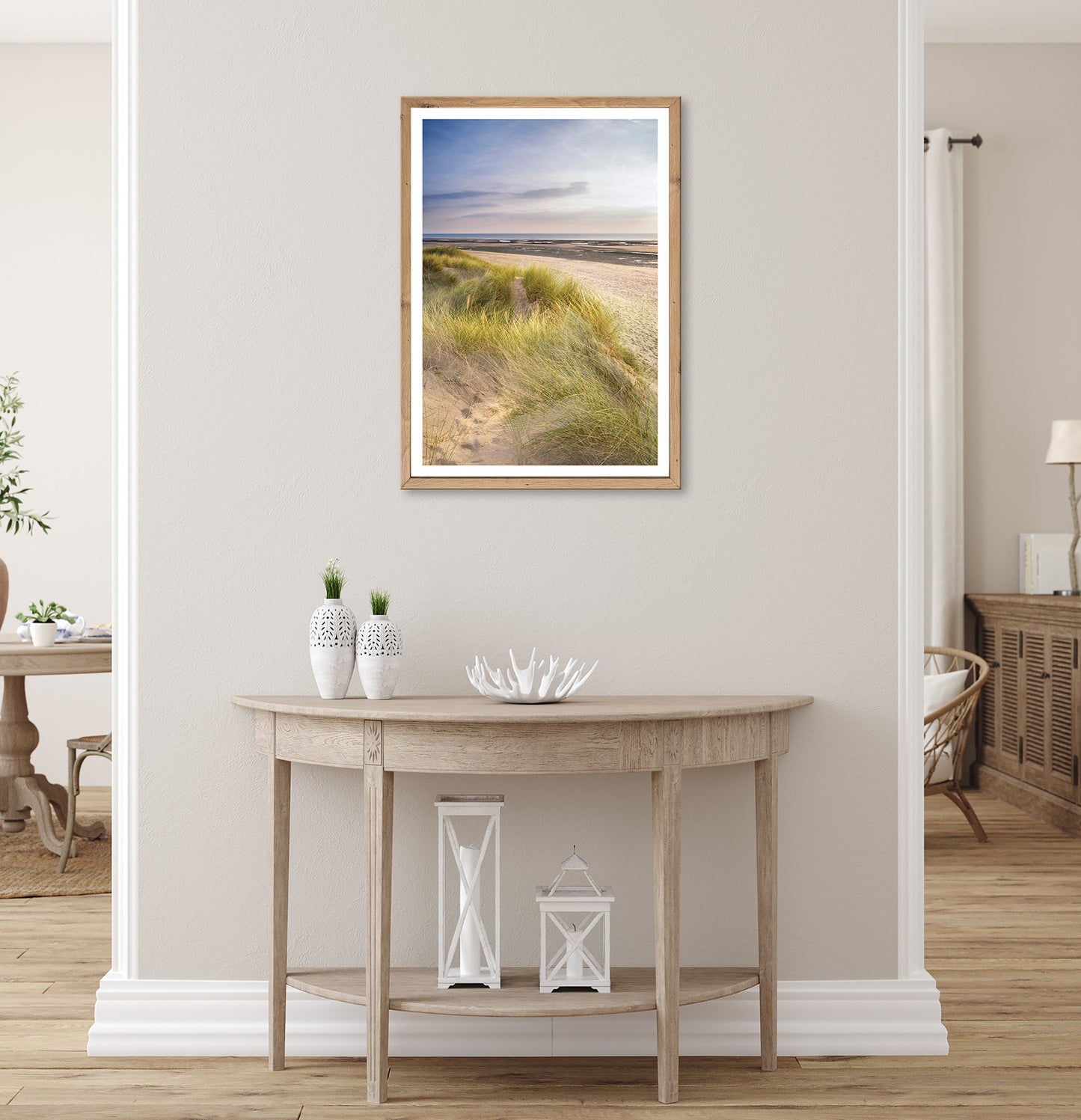 Wandbild gerahmt STRAND 50x70 cm – Sommerliches Küstenmotiv - Ambiente 1