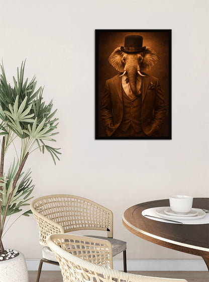 Wandbild gerahmt ELEFANT IM ANZUG 50x70 cm – Modernes Glamour Portrait - Ambiente 1