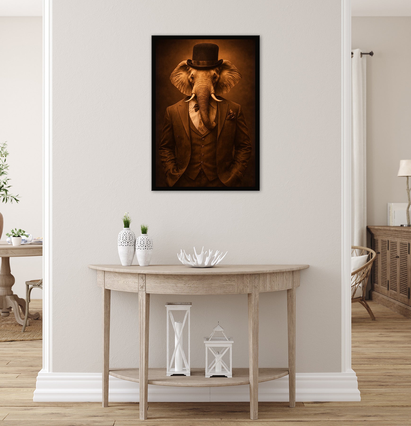 Wandbild gerahmt ELEFANT IM ANZUG 50x70 cm – Modernes Glamour Portrait - Ambiente 3