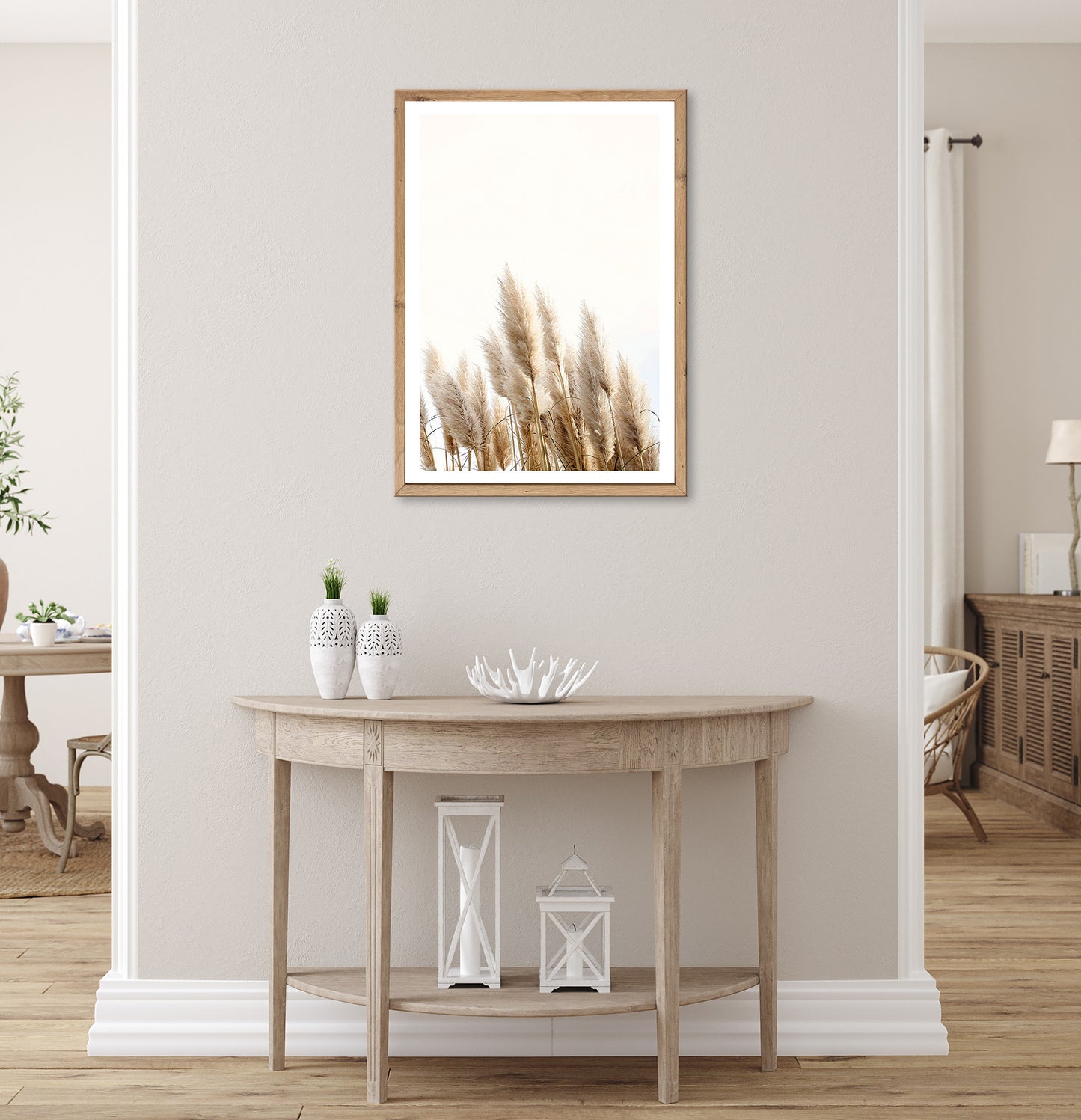 Wandbild gerahmt GETREIDE HALME 50x70 cm – Helles Naturmotiv Scandi Stil - Ambiente 1