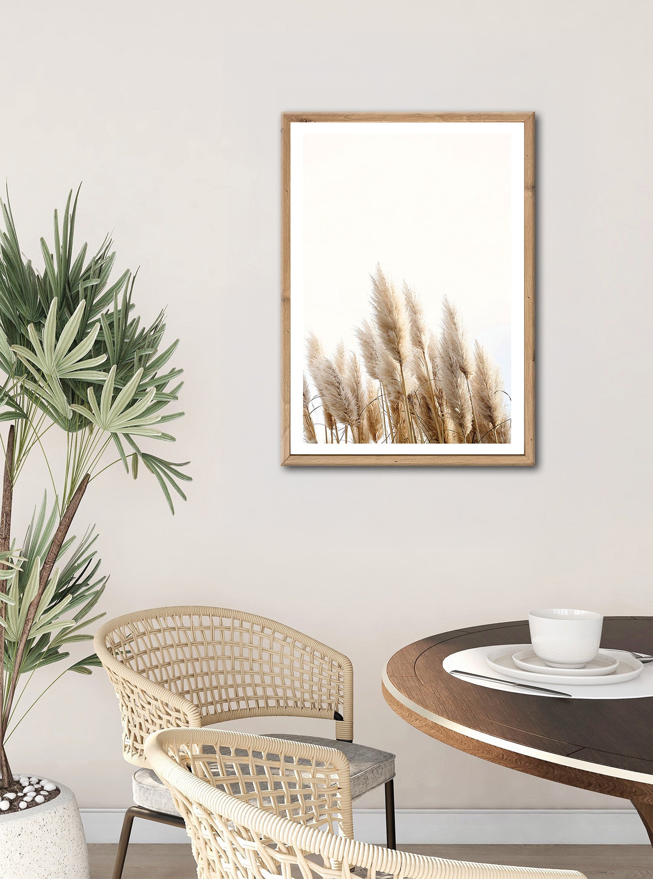 Wandbild gerahmt GETREIDE HALME 50x70 cm – Helles Naturmotiv Scandi Stil - Ambiente 2