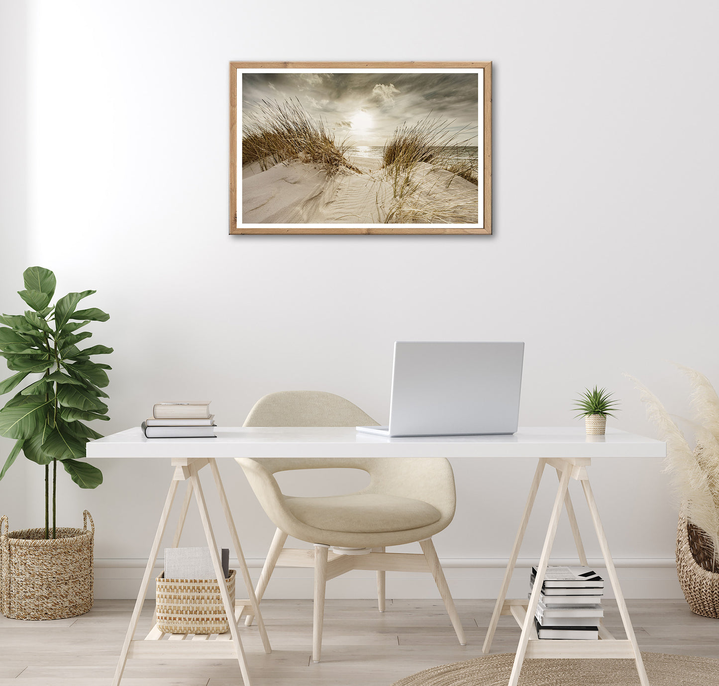 Wandbild gerahmt STRANDSONNE 50x70 cm – Maritime Wanddeko Dünen Meerblick - Ambiente 3