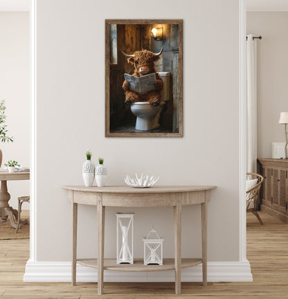 Wandbild gerahmt HIGHLAND NEWS 50x70 cm – Lustiges Hochlandrind Bad - Ambiente 3