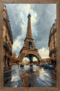 Wandbild gerahmt EIFFELTURM GEMÄLDE 50x70 cm – Paris Skyline im modernen Stil