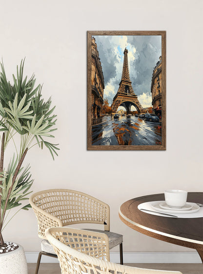 Wandbild gerahmt EIFFELTURM GEMÄLDE 50x70 cm – Paris Skyline im modernen Stil - Ambiente 1