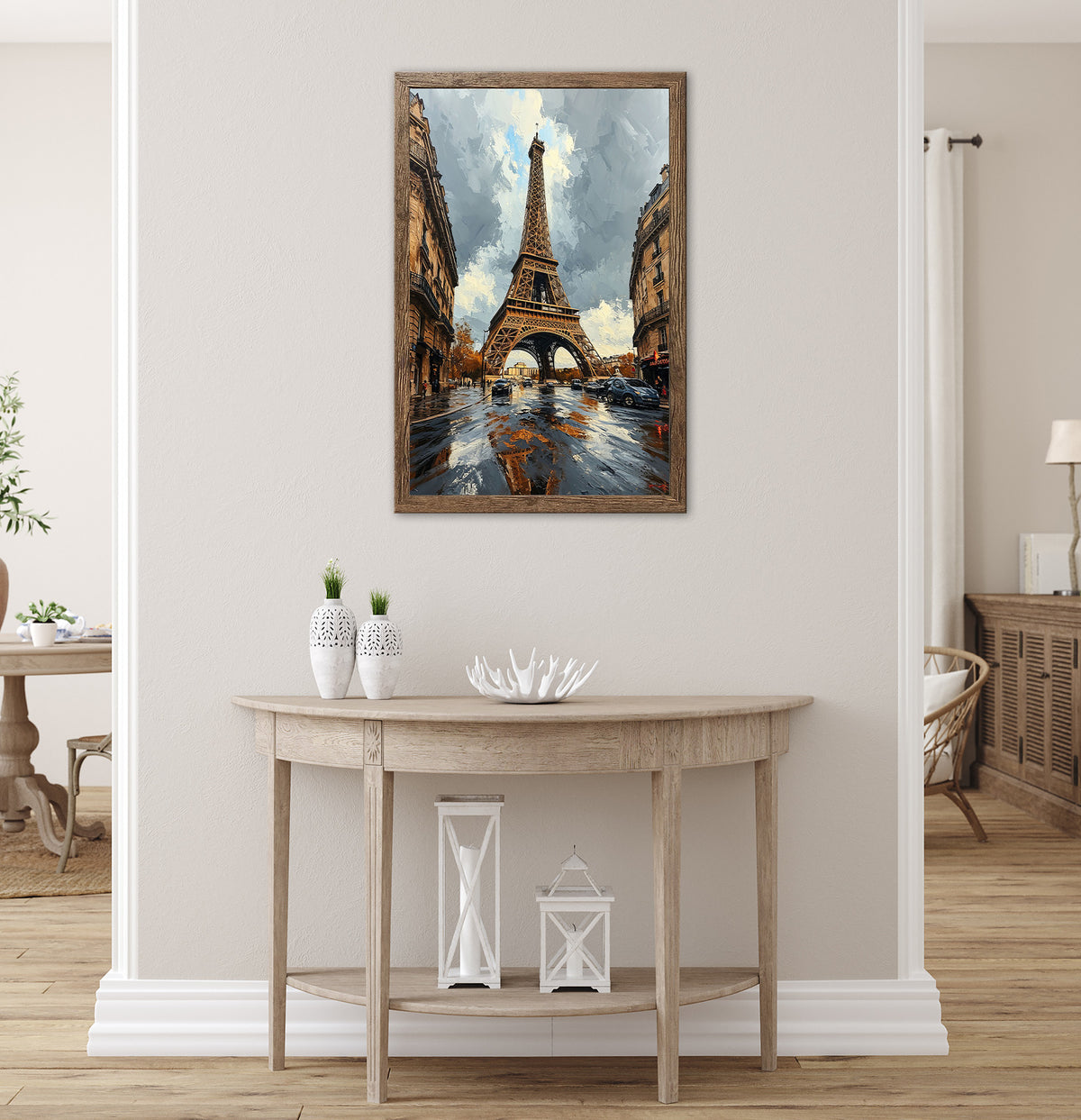 Wandbild gerahmt EIFFELTURM GEMÄLDE 50x70 cm – Paris Skyline im modernen Stil - Ambiente 3